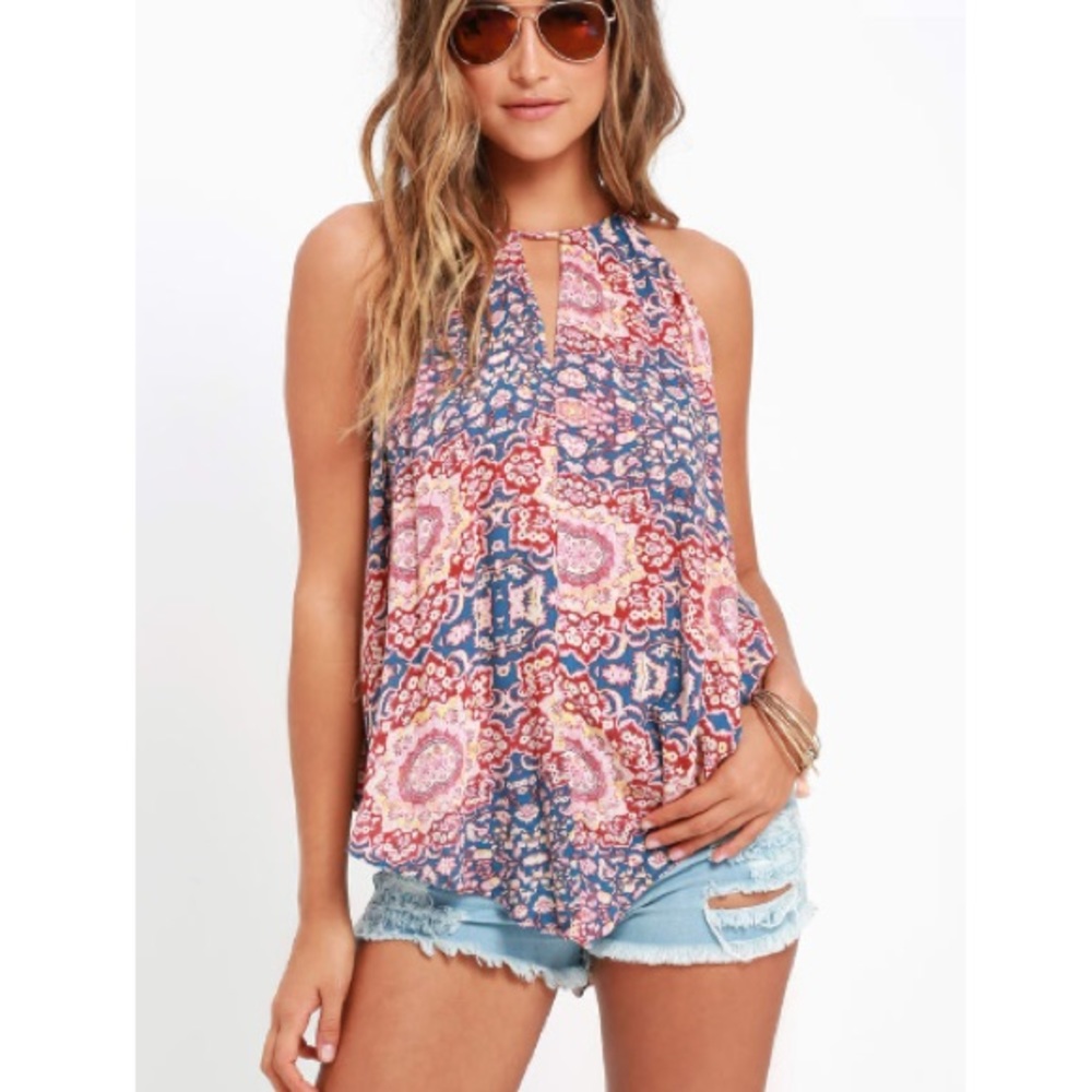 NWOT. Lush SO LOVABLE BLUE MANDALA PRINT TOP